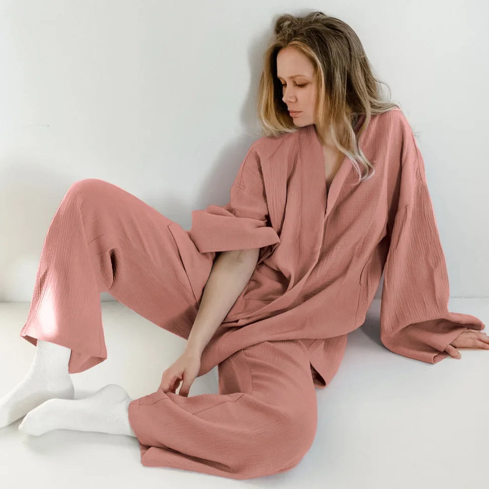 Pyjama Japonais Femme Ample Marron