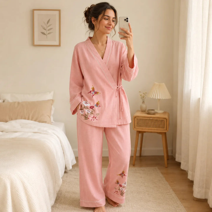 Pyjama Japonais Femme Brodé Epuré