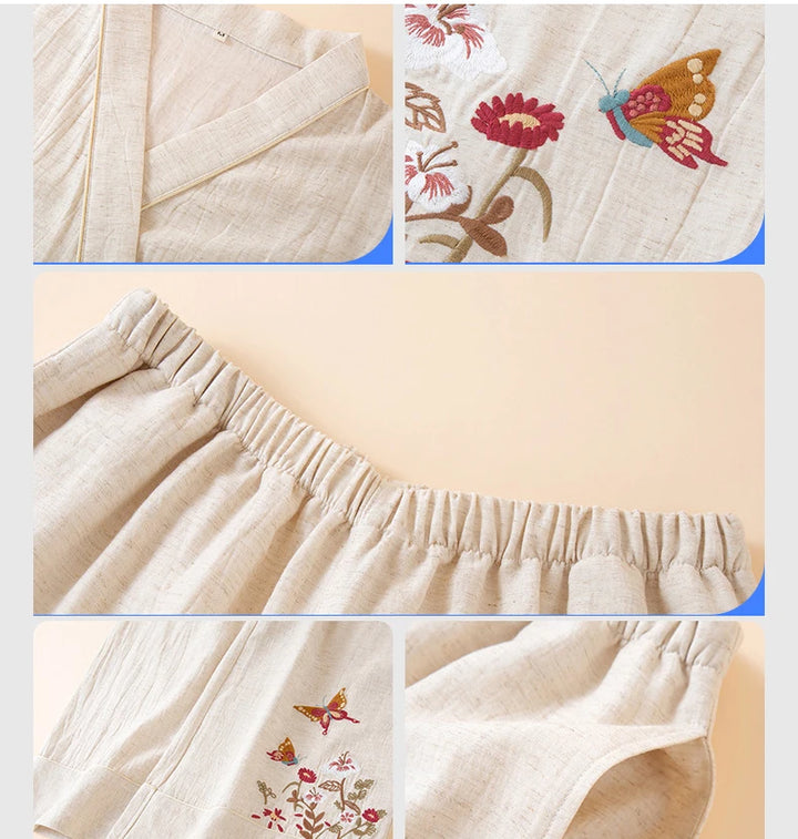 Pyjama Japonais Femme Brodé Epuré Chic