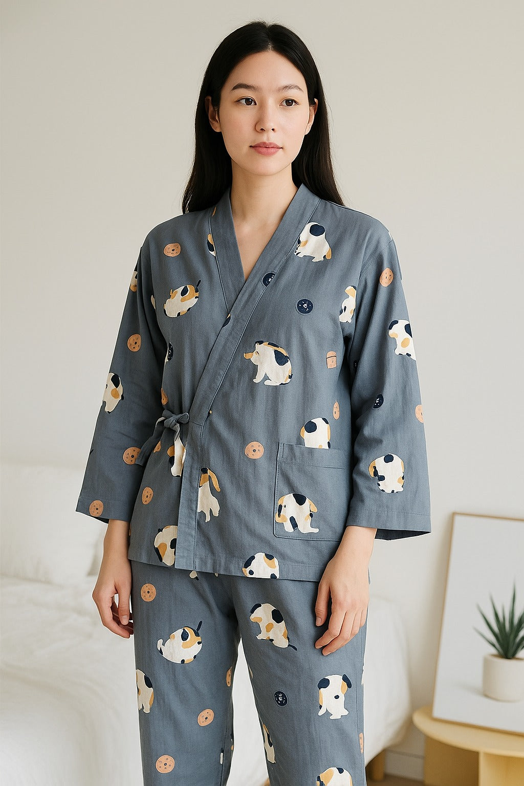 Pyjama Japonais Femme Chat