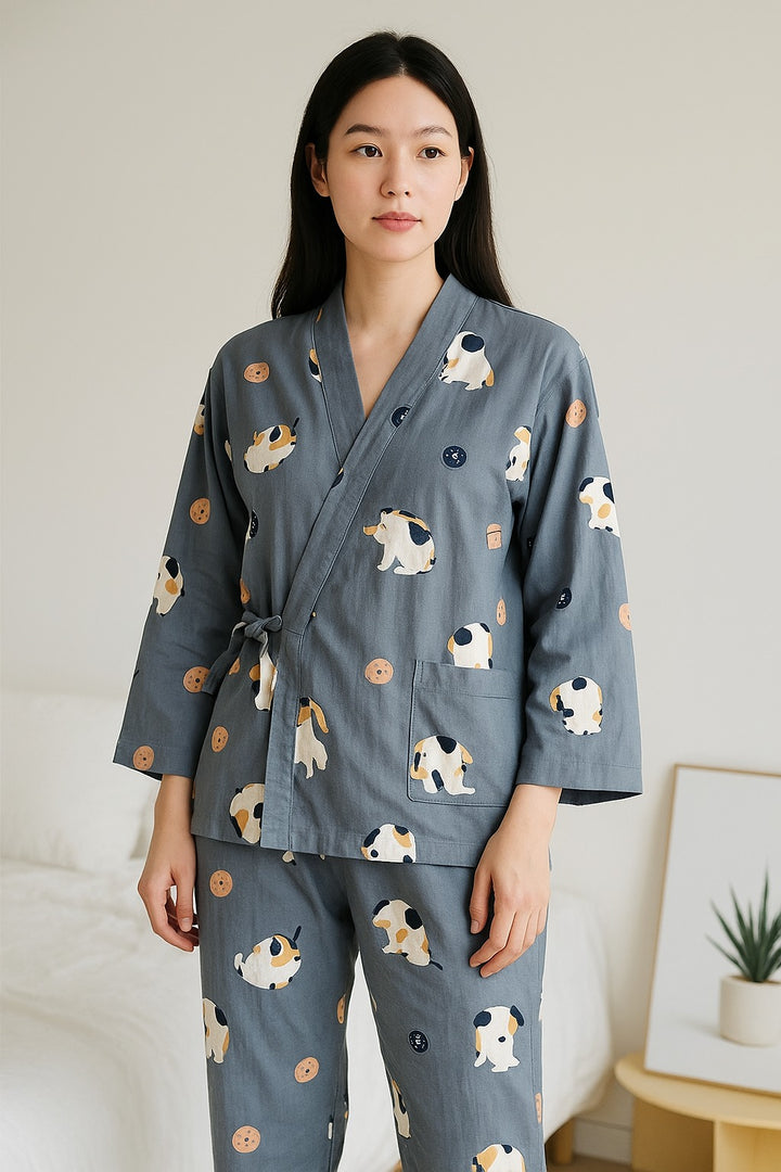 Pyjama Japonais Femme Chat