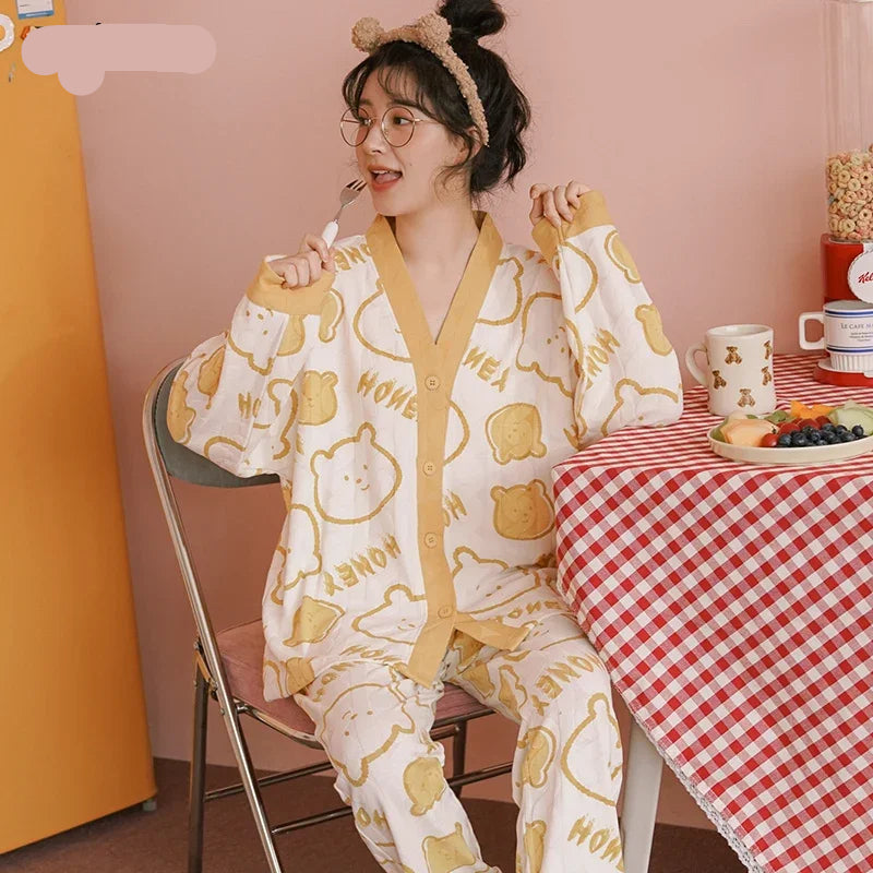 Pyjama Japonais Femme Imprimé Ours