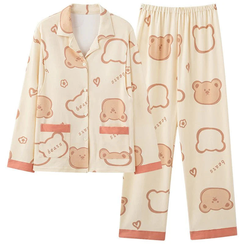  Pyjama Japonais Femme Imprimé Ours fluide