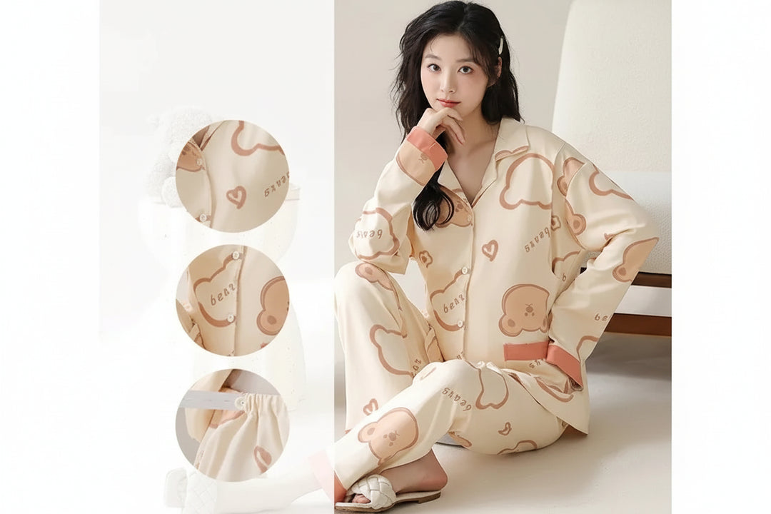  Pyjama Japonais Femme Imprimé Ours léger