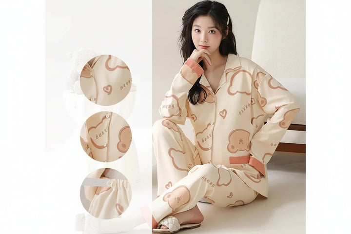  Pyjama Japonais Femme Imprimé Ours léger
