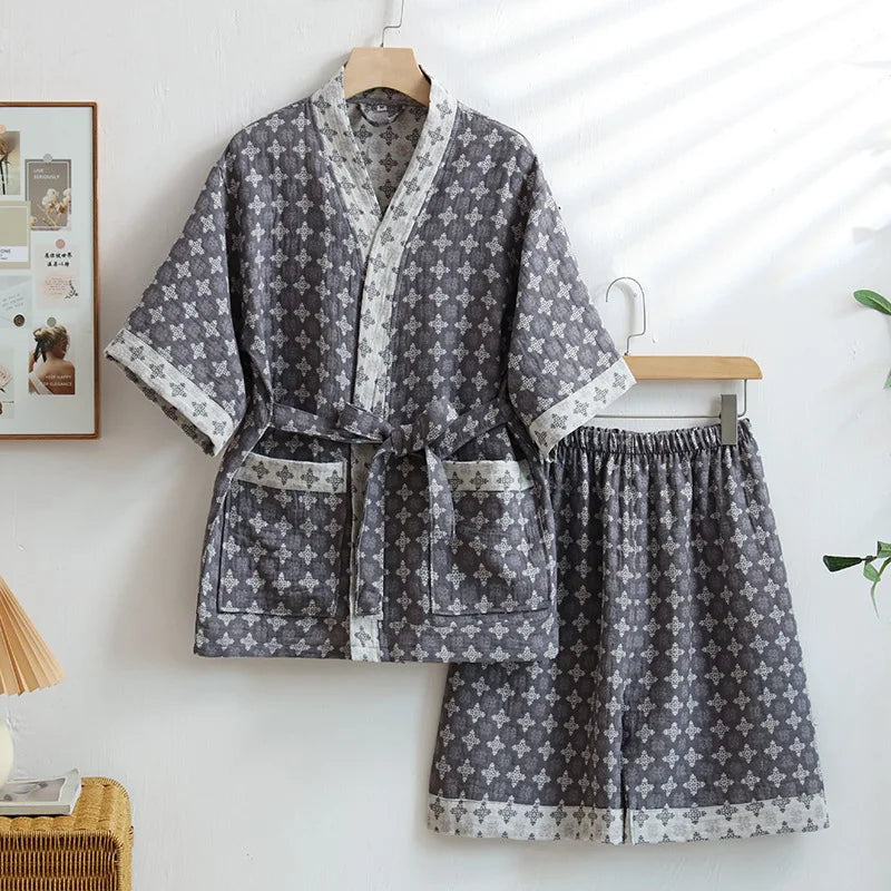 Pyjama Japonais Femme Motif Géométrique Chic