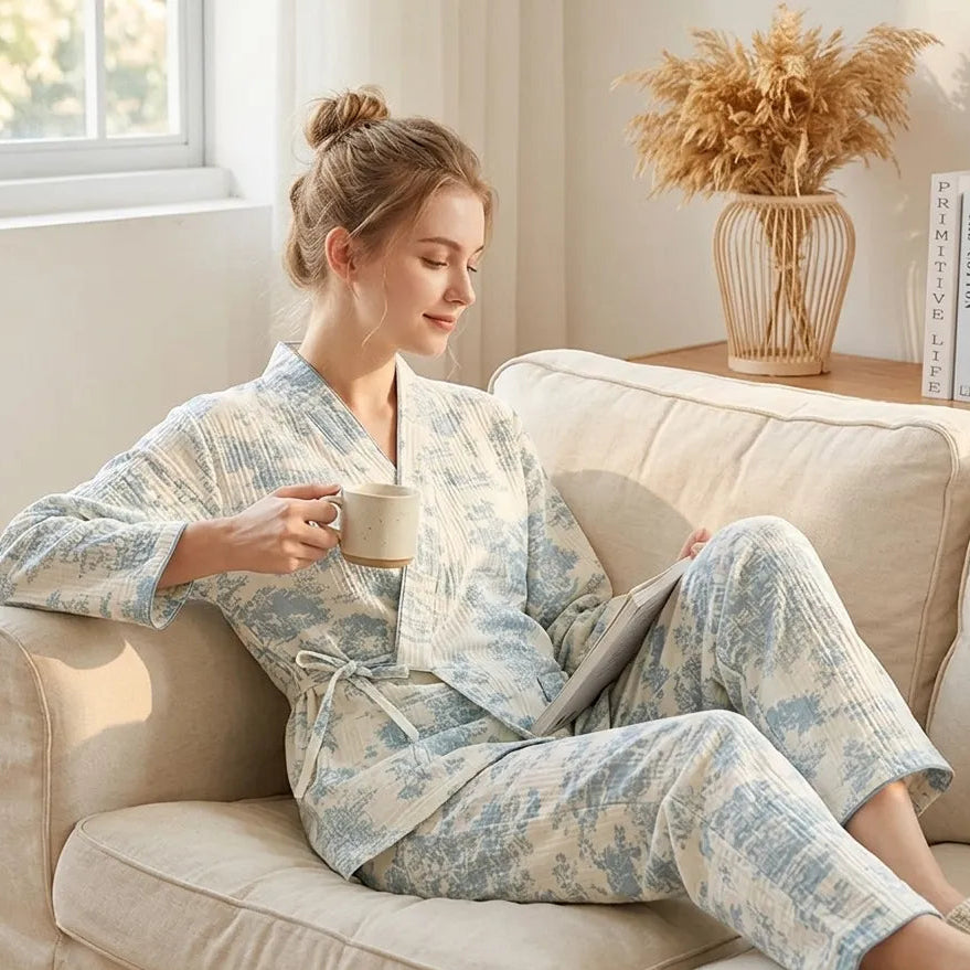 Pyjama Japonais Femme en Coton imprimé