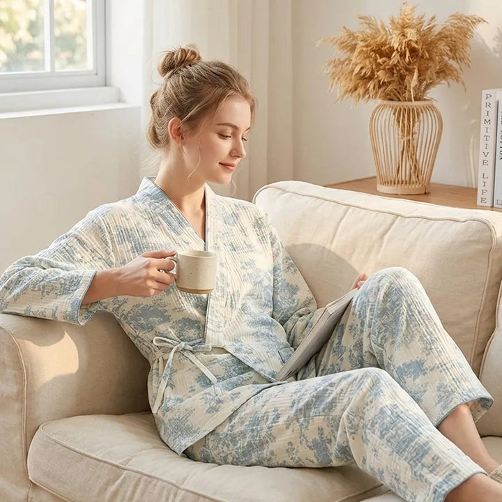 Pyjama Japonais Femme en Coton imprimé