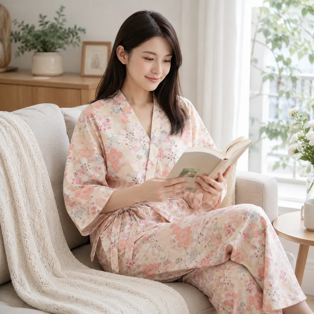 Pyjama Japonais Fleuri coton
