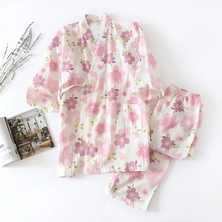Pyjama Japonais à Fleurs Roses Unique