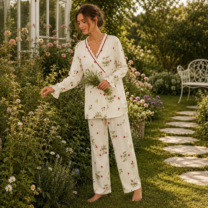 Pyjama Japonais Motif Fraise doux