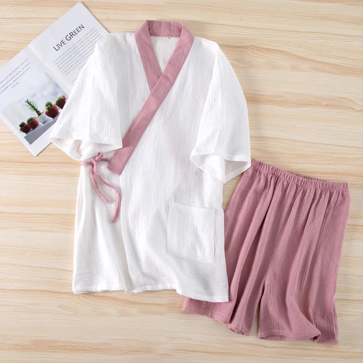 Pyjama Japonais Short Léger Rose