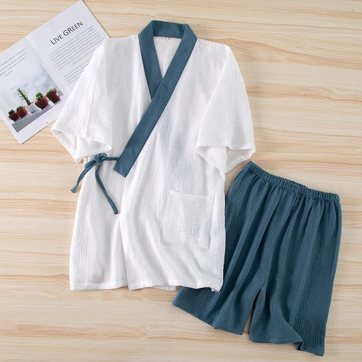 Pyjama Japonais Short Léger Vert