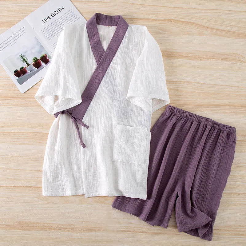 Pyjama Japonais Short Léger Violet