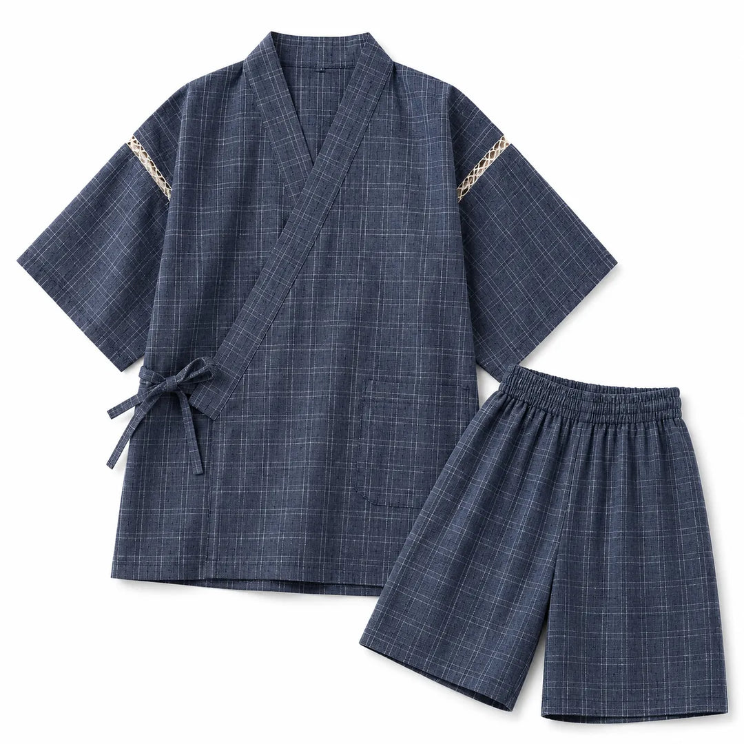 Pyjama Jinbei Japonais Homme Bleu