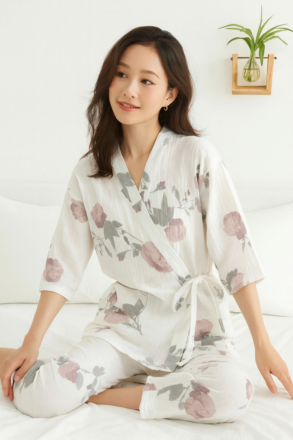 Pyjama Kimono Roses stylé