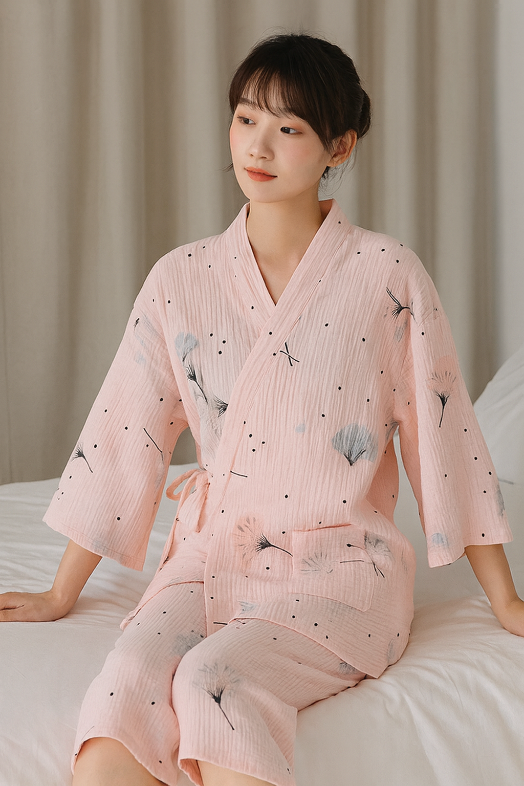 Pyjama Style Japonais Fleuri Femme