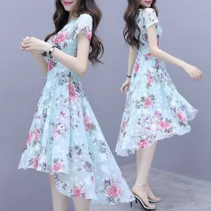Robe Asymétrique Fleurie Japonaise