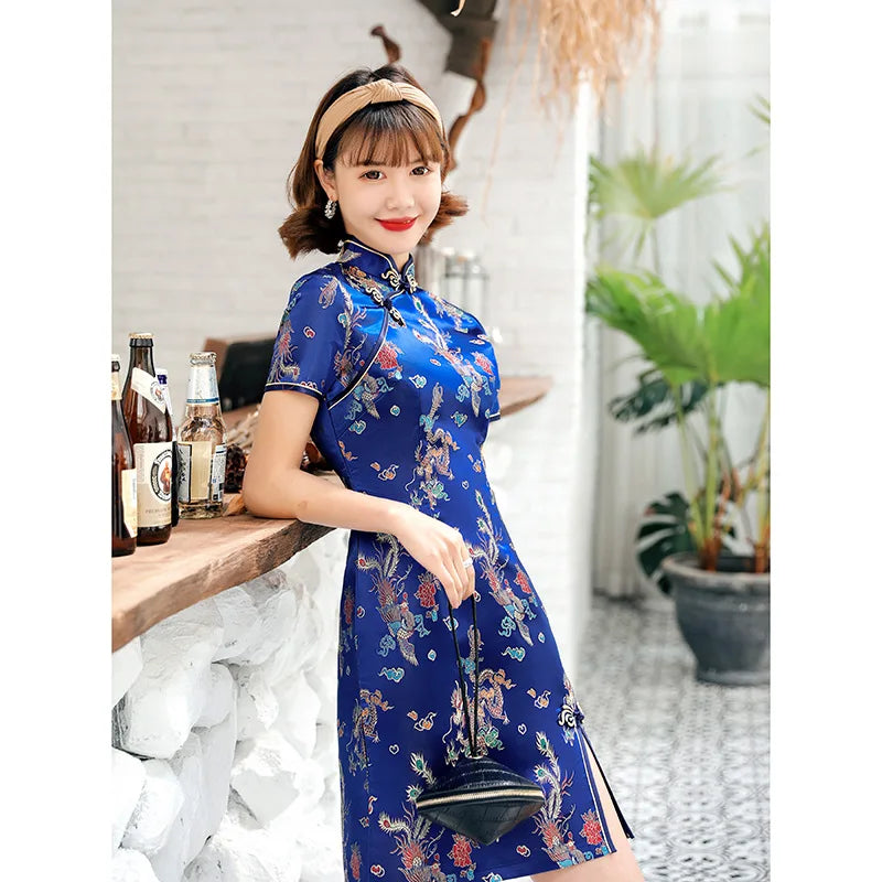 Robe Courte à Motifs Japonais