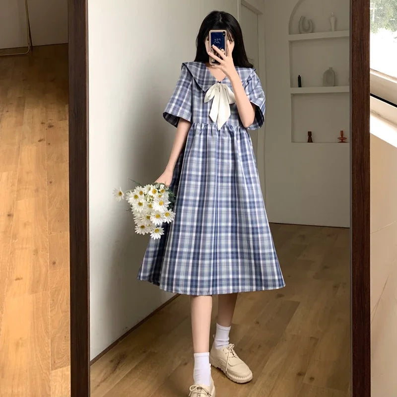 Robe Japonaise à Carreaux Unique