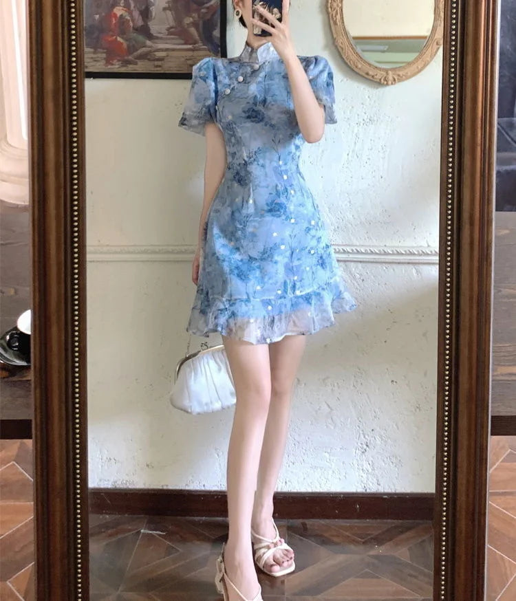Robe Japonaise Estivale à Volants Chic