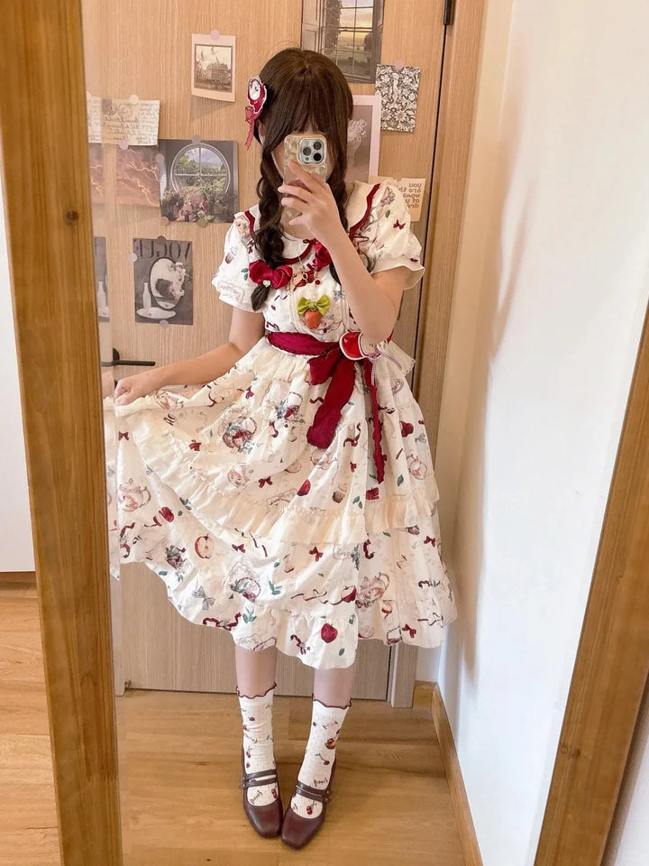 Robe Japonaise Imprimée à Volants Unique 