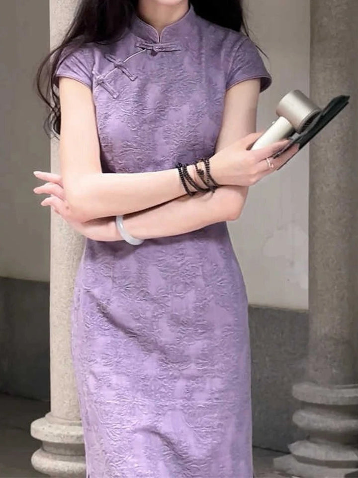 Robe Japonaise Mauve Minimaliste Unique
