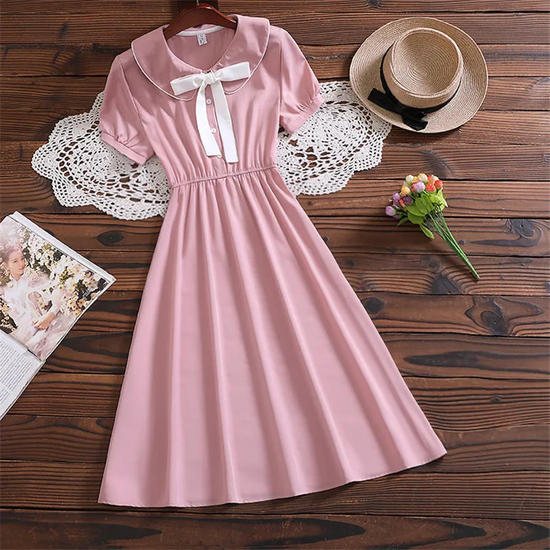 Robe Japonaise Minimaliste à Nœud Rose