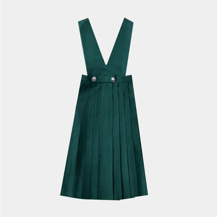 Robe Japonaise Plissée sans Manches Vert