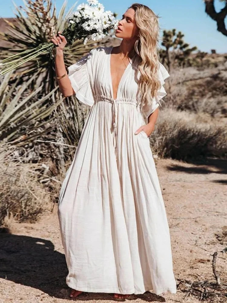Robe Kimono de Plage Ample Beige