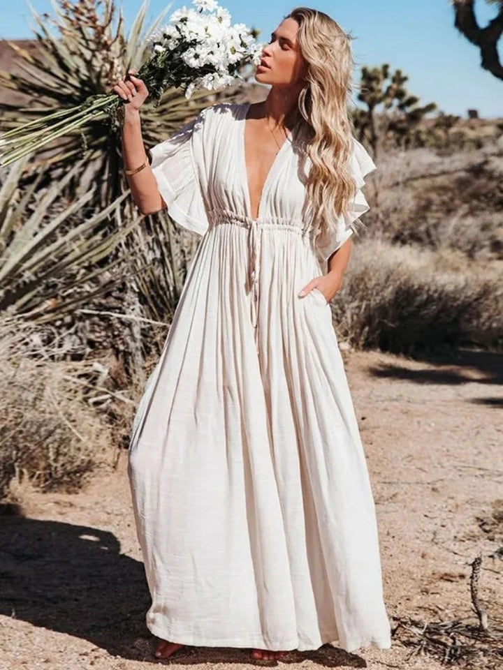 Robe Kimono de Plage Ample Beige