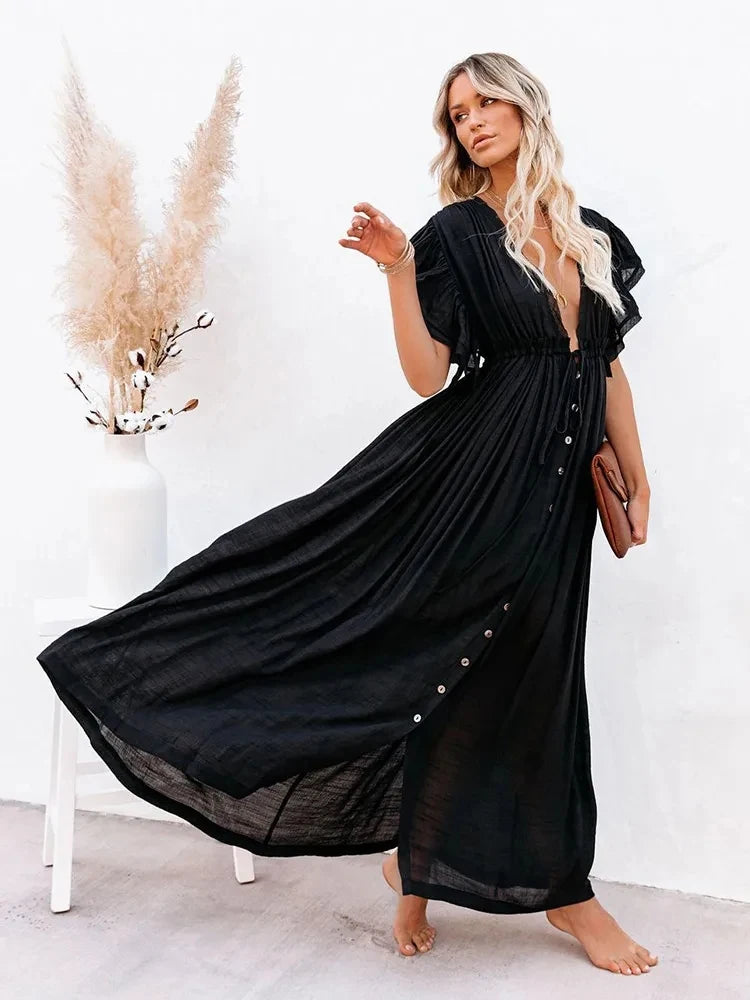 Robe Kimono de Plage Ample Noir