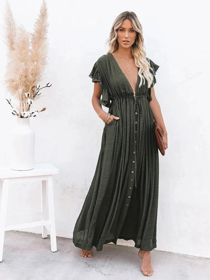 Robe Kimono de Plage Ample Vert Foncé