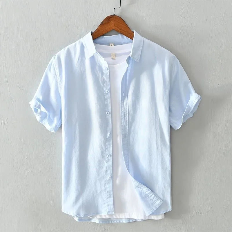 Chemise Japonaise À Manches Courtes Bleu clair 
