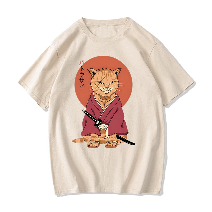 T-shirt Chat Japonais Samurai