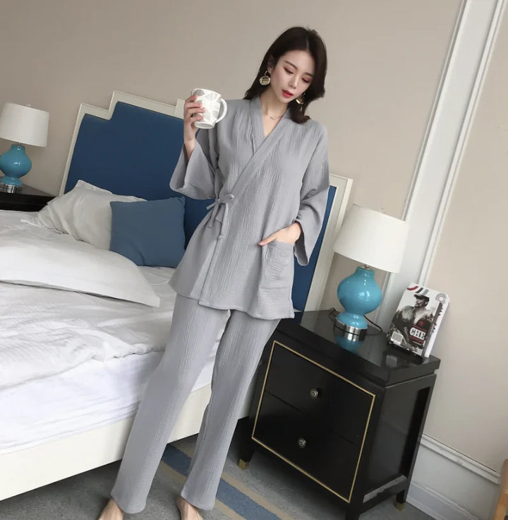 Combinaison Style Pyjama Japonais Femme Grise