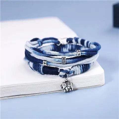 Bracelet japonais kumihimo bleu