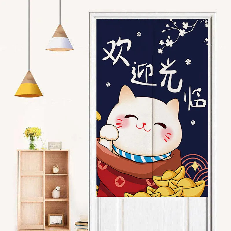 Rideau Japonais Chat bleu roi