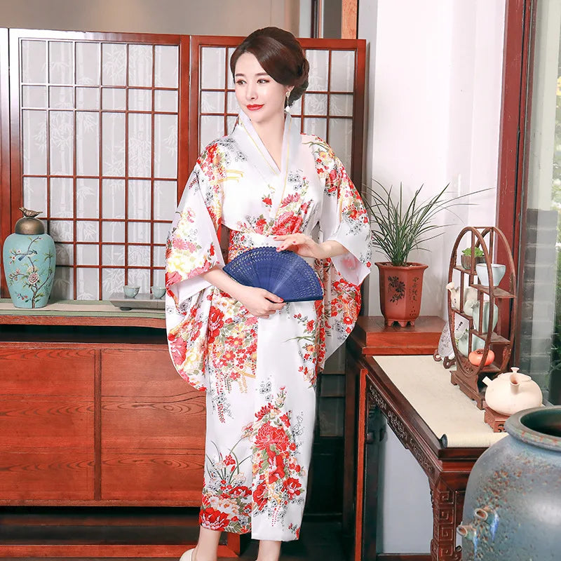 Kimono Long Blanc Femme Traditionnel