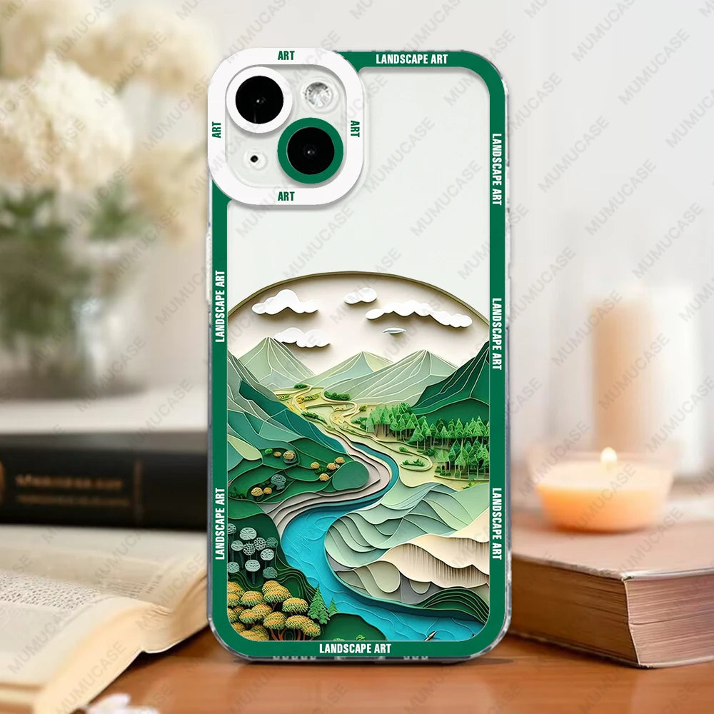 Coque de Téléphone Paysage Japonais vert