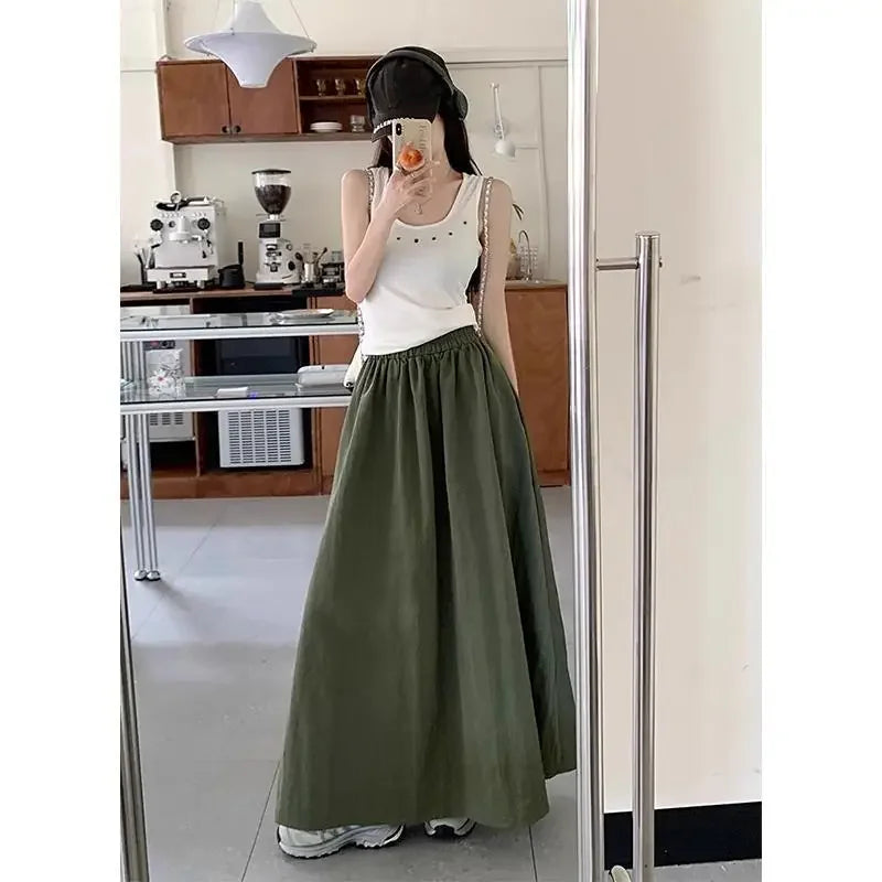 Jupe Longue Japonaise Estivale Vert