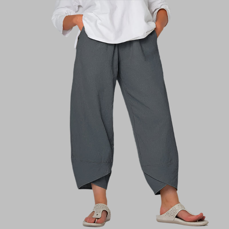 Pantalon Sarouel Japonais en Lin Gris Foncé