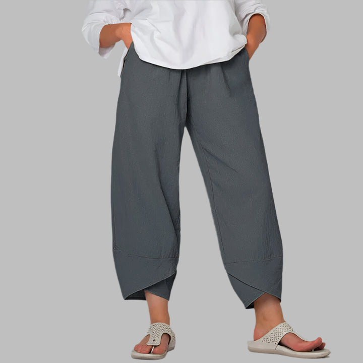 Pantalon Sarouel Japonais en Lin Gris Foncé