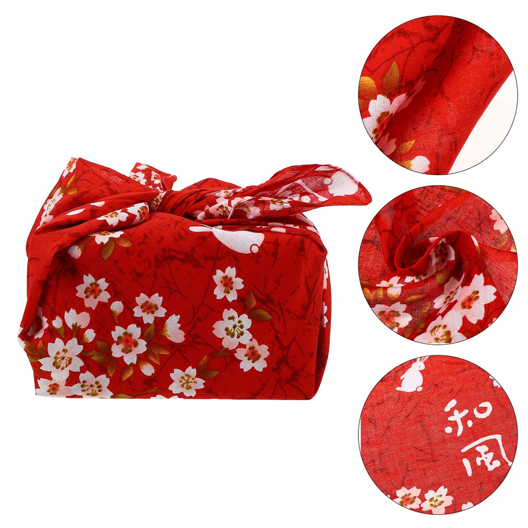 Furoshiki Japonais Fleurs Rouge