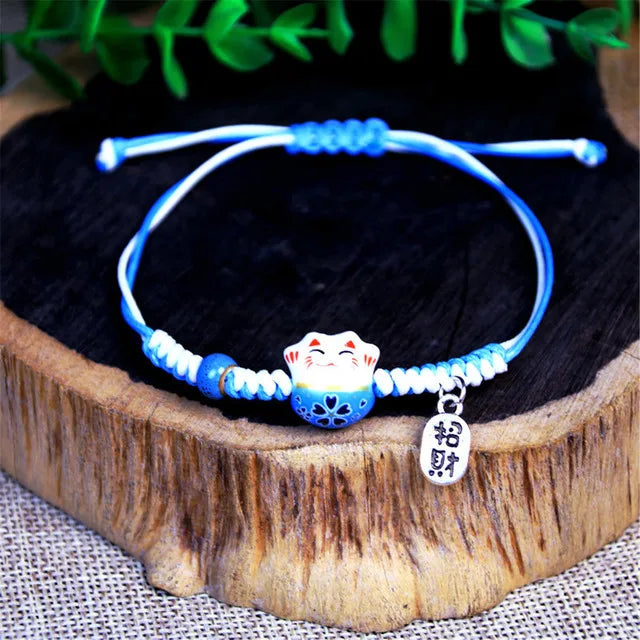 Bracelet Chat Japonais bleu blanc