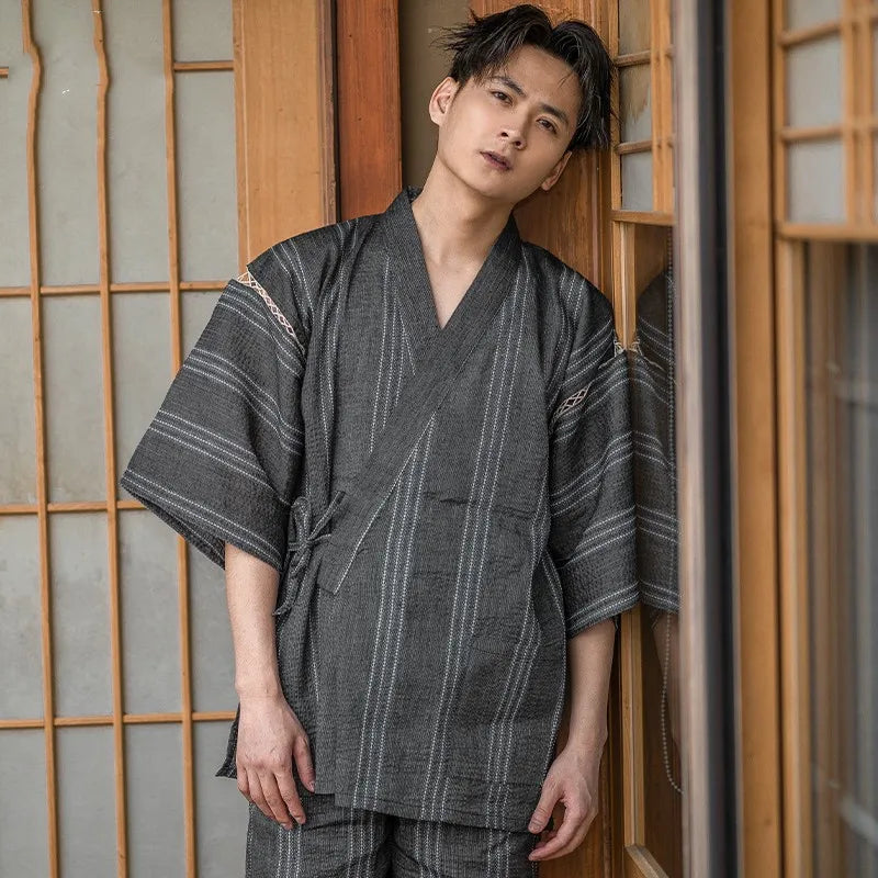 Jinbei en Coton Homme Gris clair