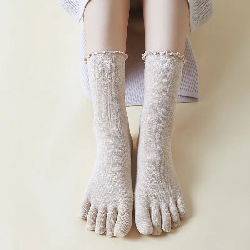 Chaussettes Japonaises Froufrous Beiges