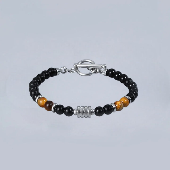 Bracelet japonais perle d'agate et oeil de tigre