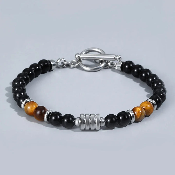 Bracelet japonais perle d'agate et oeil de tigre