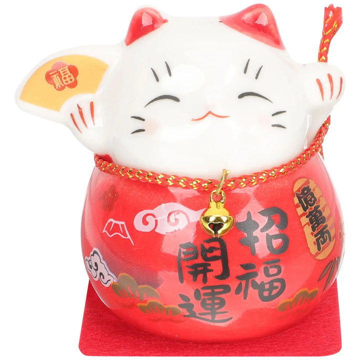 Porte bonheur japonais maneki neko rouge